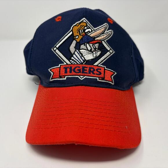 Vintage 1993 Looney Tunes x Detroit Tigers MLB Snapback Hat Bugs Bunny Batting - Picture 1 of 7